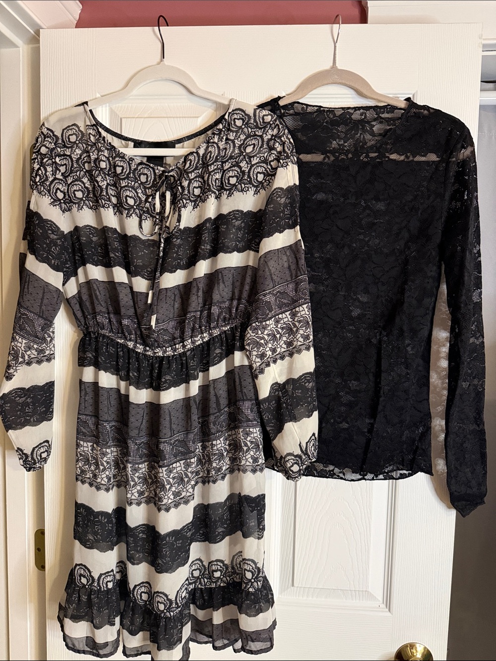 Kardashian Kollection Black and White sheer dress and NEW lace top L so pretty!